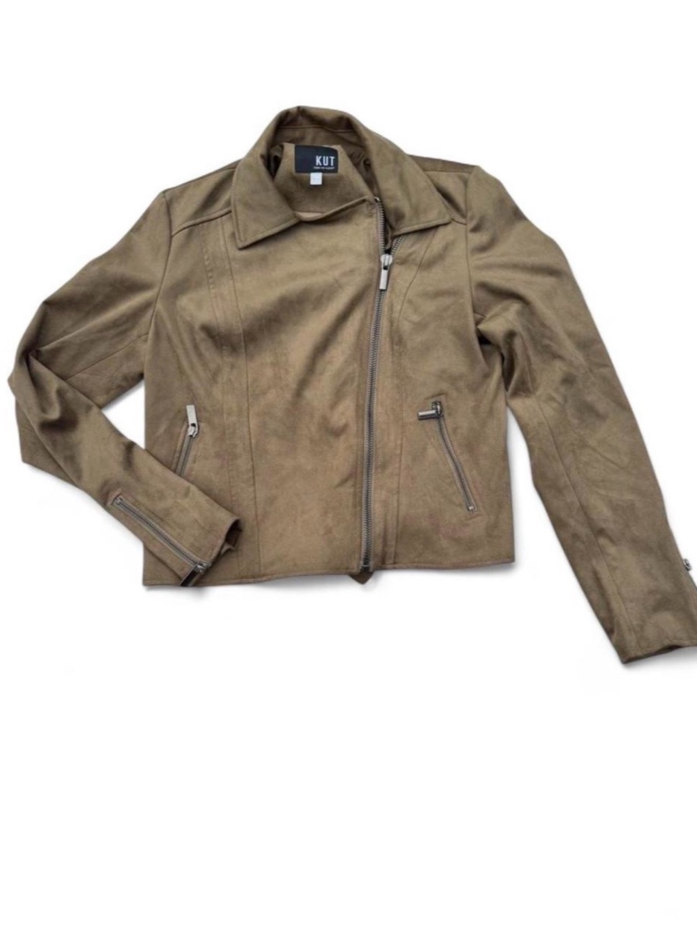 Kut from the Kloth Olive Brown Suede Moto Jacket